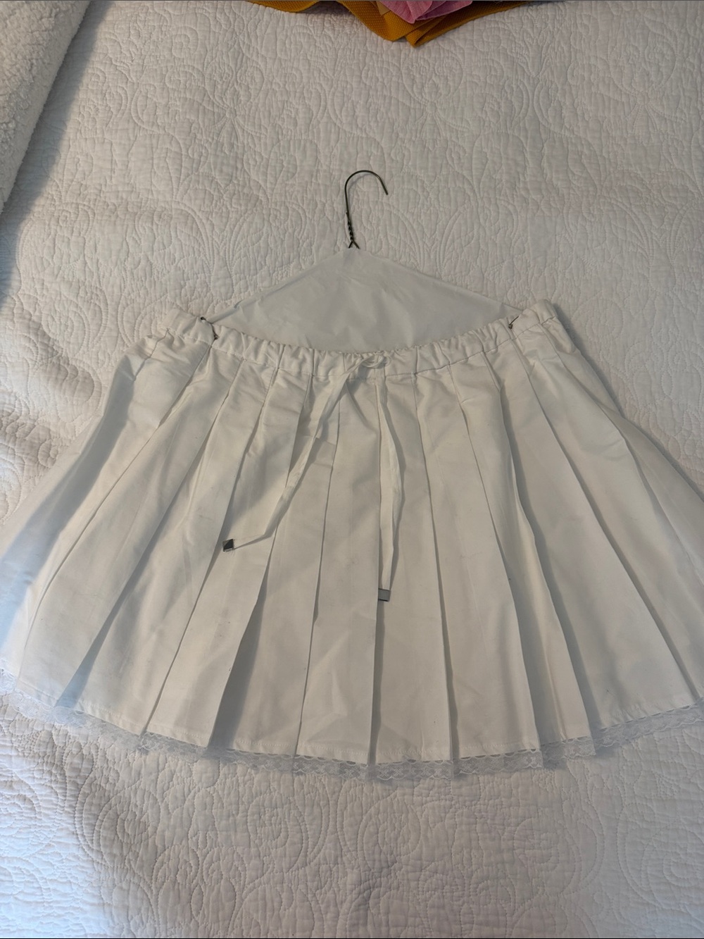 J. Crew White Pleated Mini Skirt with Drawstring